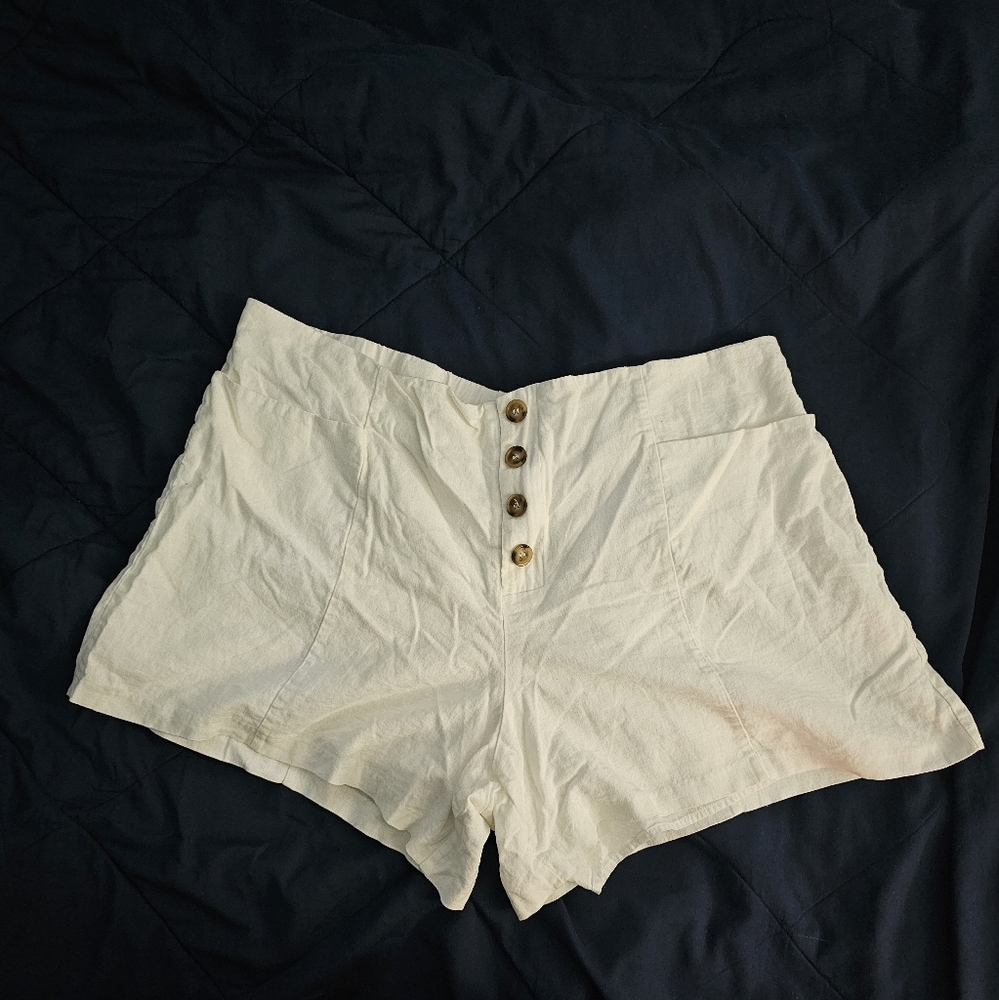 Eloquii - Women's Linen Blend Lined White Shorts - Size 22
